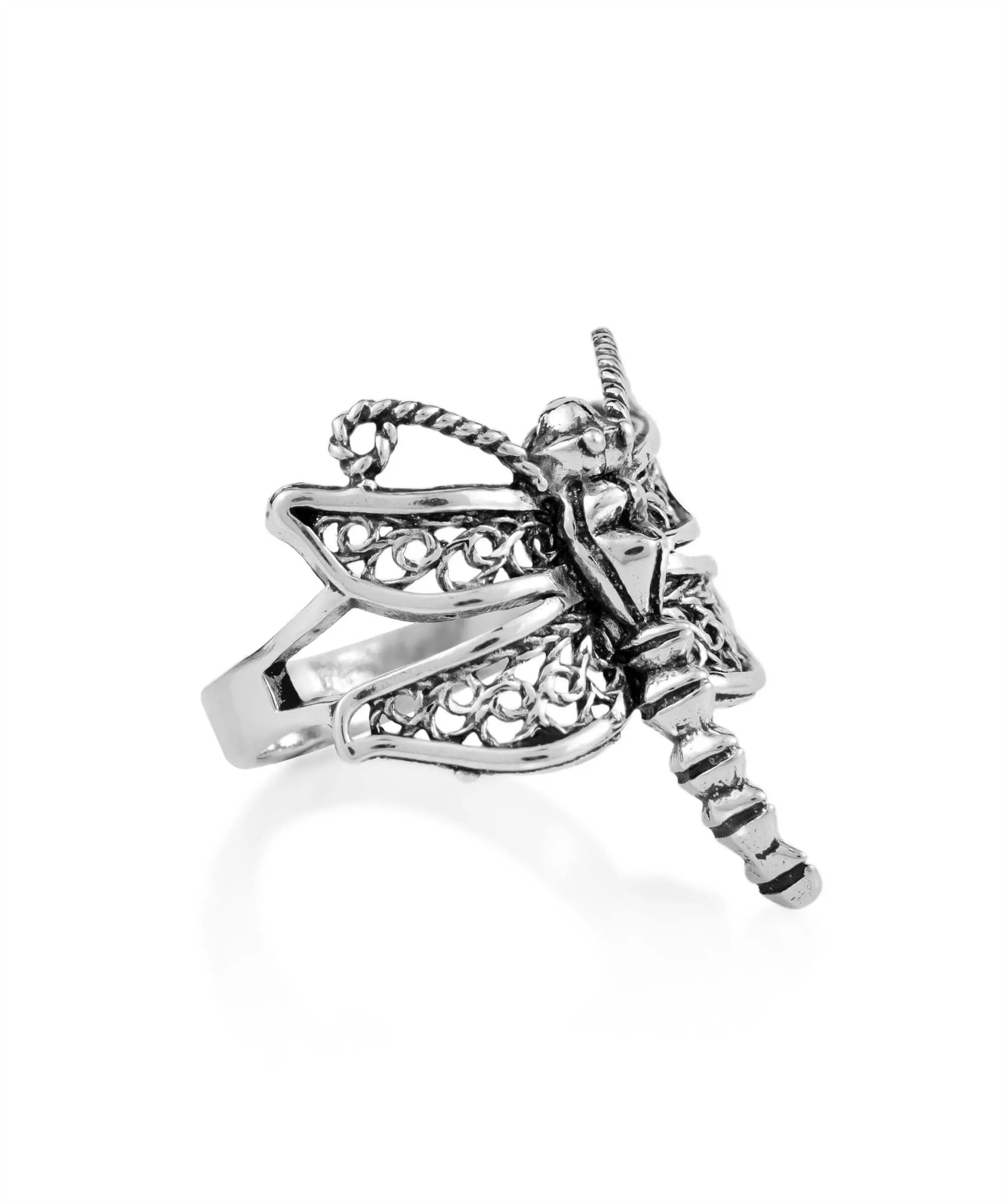 Filigree Art Dragonfly Design Woman Silver Cocktail Ring– Filigranist ...