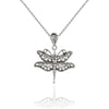 925 Sterling Silver Filigree Art Dragonfly Design Pendant Necklace