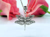 925 Sterling Silver Filigree Art Dragonfly Design Pendant Necklace