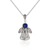 925 Sterling Silver Filigree Art Evil Eye Angel Pendant Necklace