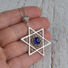 Filigree Art Evil Eye Stone Star of David Women Silver Pendant Necklace - Filigranist Jewelry