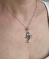Filigree Art Fish Figured Women Silver Pendant Necklace