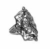 925 Sterling Silver Filigree Art Lace Embroidery Flower Design Bold Ring