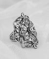 Filigree Art Flower Design Women Silver Statement Ring - Filigranist Jewelry