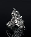 Filigree Art Flower Design Women Silver Statement Ring - Filigranist Jewelry