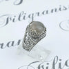 925 Sterling Silver Filigree Art Gray Moonstone Gemstone Cocktail Women Ring