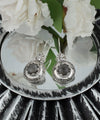 Sterling Silver Filigree Art Gray Moonstone Gemstone Floral Drop Earrings