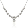 925 Sterling Silver Filigree Art Moonstone Gemstone Paisley Design Necklace