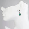 925 Sterling Silver Filigree Art Green Agate Gemstone Lace Design Drop Earrings