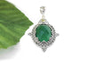 Filigree Art Green Agate Gemstone Women Silver Oval Pendant Necklace - Filigranist Jewelry
