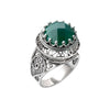 925 Sterling Silver Filigree Art Moss Agate Gemstone Bold Dome Ring