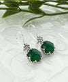 Filigree Art Green Agate Gemstone Women Sterling Silver Drop Earrings