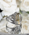 Filigree Art Labradorite Gemstone Angel Design Women Silver Cocktail Ring