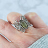 Filigree Art Labradorite Gemstone Butterfly Design Women Silver Cocktail Ring