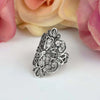 925 Sterling Silver Filigree Art Lace Embroidery Cross Cocktail Ring