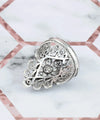 Filigree Art Lace Embroidery Woman Silver Statement Ring