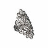 925 Sterling Silver Filigree Art Lace Embroidery Long Statement Ring