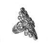 925 Sterling Silver Filigree Art Lace Embroidery Statement Ring