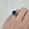 925 Sterling Silver Filigree Art Lapis Lazuli Gemstone Cocktail Women Ring