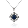 925 Sterling Silver Filigree Art Lapis Lazuli Gemstone Floral Design Necklace Pendant