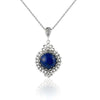 925 Sterling Silver Filigree Art Lapis Lazuli Gemstone Boho Pendant Necklace
