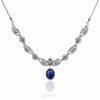 925 Sterling Silver Filigree Art Lapis Lazuli Gemstone Paisley Design Necklace