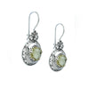 925 Sterling Silver Filigree Art Lemon Quartz Gemstone Floral Drop Earrings
