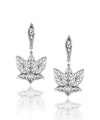 Filigree Art Lotus Flower Women Silver Dangle Drop Earrings