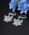 Filigree Art Lotus Flower Women Silver Dangle Drop Earrings