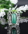 925 Sterling Silver Filigree Art Malachite Gemstone Butterfly Cocktail Ring