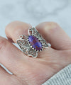 925 Sterling Silver Filigree Art Mojave Gemstone Butterfly Cocktail Ring