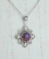 Filigree Art Mojave Turquoise Gemstone Daisy Design Women Silver Pendant Necklace
