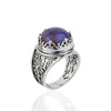Filigree Art Mojave Turquoise Gemstone Women Crown Silver Statement Ring - Filigranist Jewelry