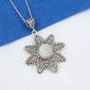 Filigree Art Moonstone Gemstone Sunflower Design Women Silver Pendant Necklace - Filigranist Jewelry