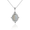 Filigree Art Moonstone Gemstone Women Silver Oval Pendant Necklace - Filigranist Jewelry