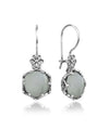 Filigree Art Mother of Pearl Gemstone Women Sterling Silver Drop Earrings