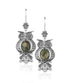 Filigree Art Owl Figured Labradorite Gemstone Women Silver Dangle Earrings