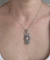 Filigree Art Owl Figured Rose Quartz Gemstone Women Silver Pendant Necklace