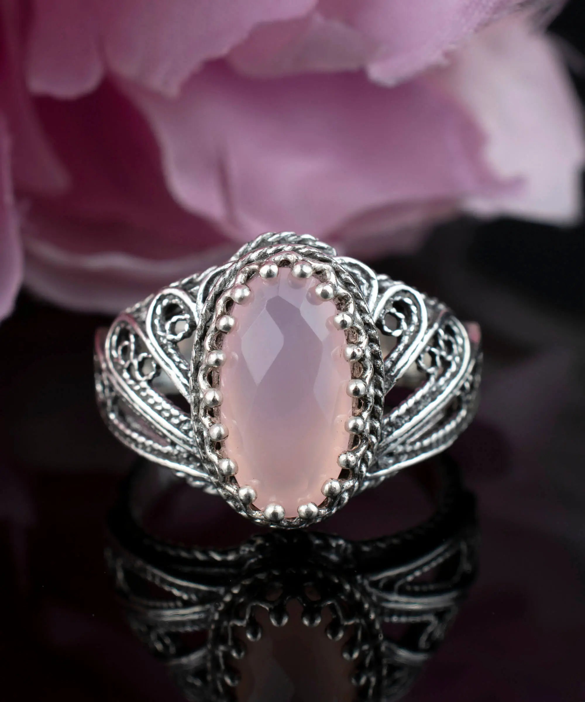 Filigree Art Pink Chalcedony Gemstone Angel Design– Filigranist Jewelry