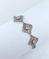 925 Sterling Silver Filigree Art Pink Chalcedony Gemstone Link Bracelet