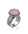 Sterling Silver Filigree Art Pink Chalcedony Gemstone Cocktail Ring