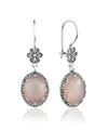 Filigree Art Pink Chalcedony Gemstone Women Silver Oval Dangle Earrings