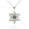 Filigree Art Prasiolite Gemstone Star of David Women Silver Pendant Necklace - Filigranist Jewelry