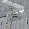 Filigree Art Prasiolite Gemstone Star of David Women Silver Pendant Necklace - Filigranist Jewelry