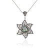 925 Sterling Silver Filigree Art Rainbow Quartz Gemstone Star Design Pendant Necklace