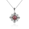 Filigree Art Rhodonite Gemstone Daisy Design Women Silver Pendant Necklace