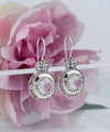 Sterling Silver Filigree Art Rose Quartz Gemstone Floral Drop Earrings