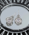 Sterling Silver Filigree Art Rose Quartz Gemstone Floral Drop Earrings