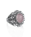 Filigree Art Rose Quartz Gemstone Women Statement Dome Ring - Filigranist Jewelry