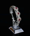 Filigree Art Ruby Gemstone Women Silver Link Bracelet